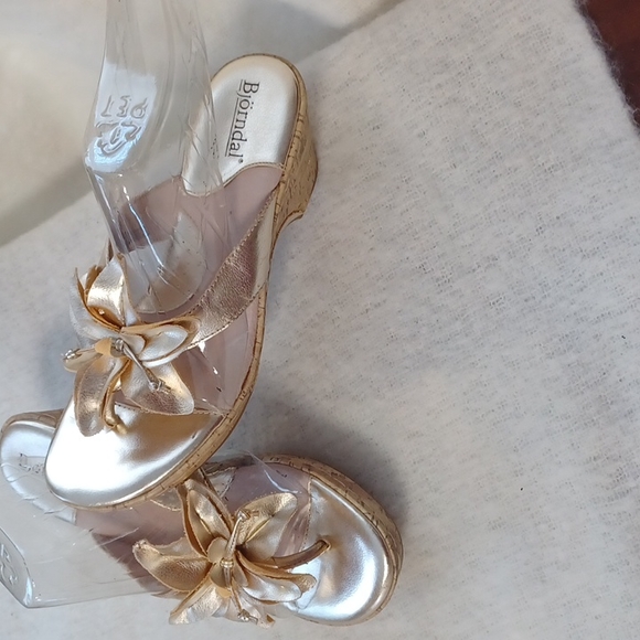 Gold Wedge Sandals - Picture 2 of 7